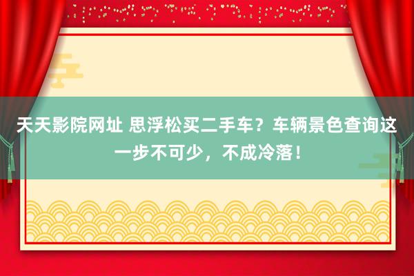 天天影院网址 思浮松买二手车？车辆景色查询这一步不可少，不成冷落！