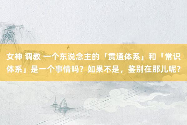 女神 调教 一个东说念主的「贯通体系」和「常识体系」是一个事情吗？如果不是，鉴别在那儿呢？