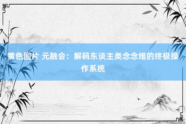 黄色图片 元融会：解码东谈主类念念维的终极操作系统